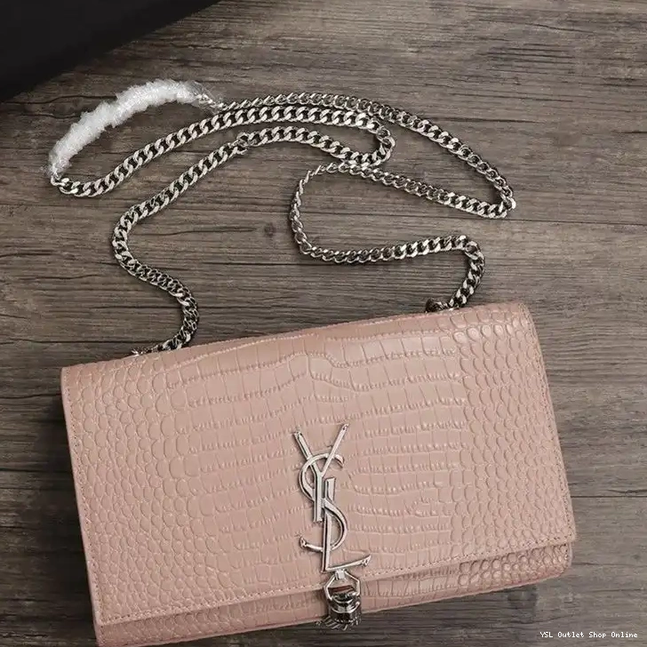 Cheap In Silver Saint with Crocodile Bag Medium Kate Chain Embossed Laurent Pink Leather Shiny Tassel 0210