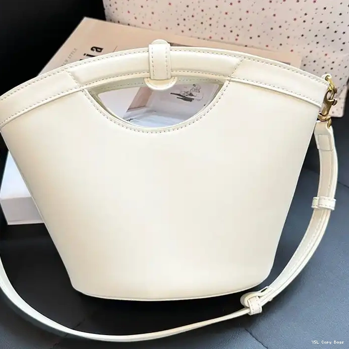 Cheap Saint Leather Gold Tote Laurent Celia Smooth Mini White In 0210