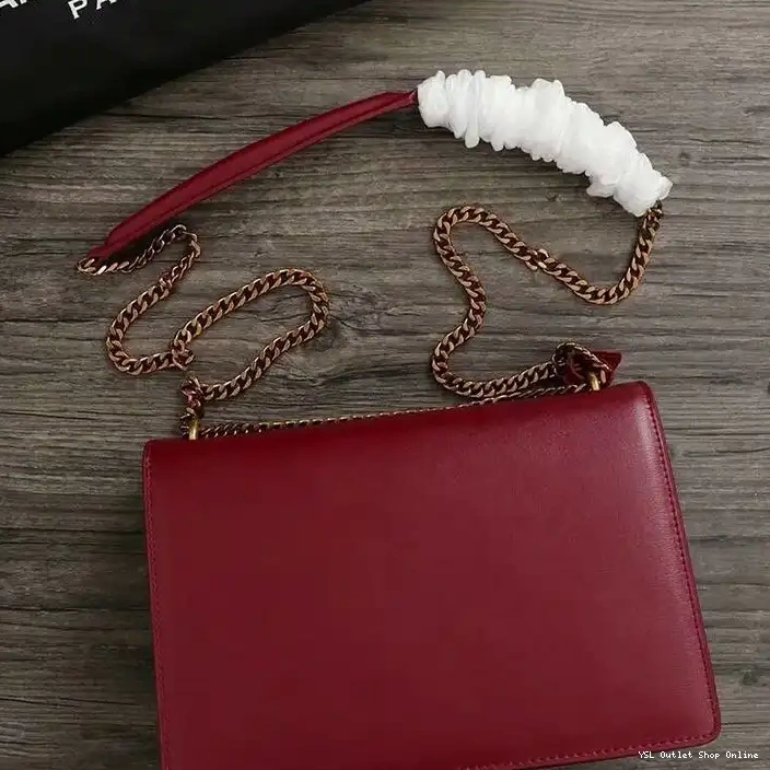 Cheap In Red Sunset Saint Laurent Leather Chain Medium Gold Bag 0212