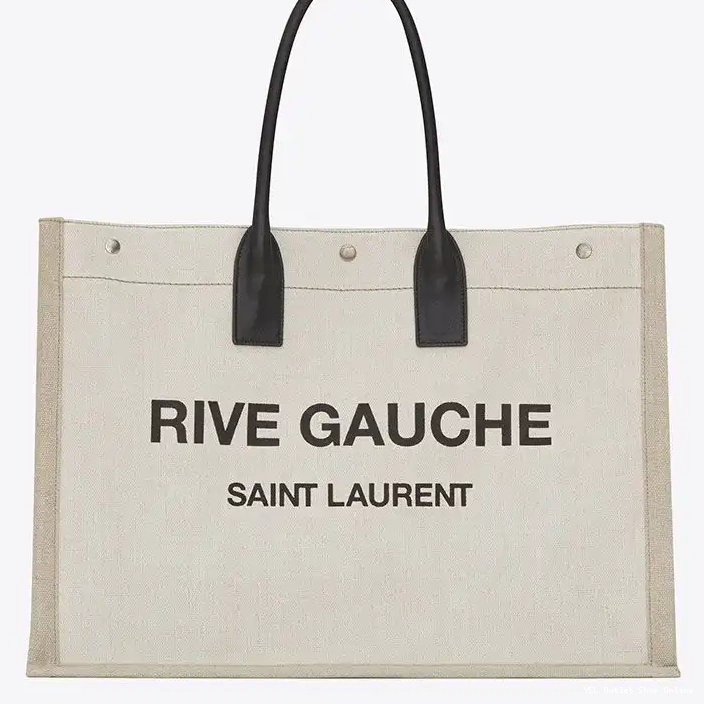 Cheap Rive In Saint White Leather Laurent Linen Gauche And Tote 0223