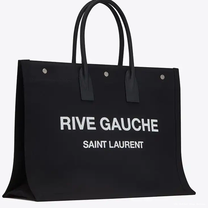 Cheap And Rive Linen Saint Gauche Leather Laurent In Tote Black 0226