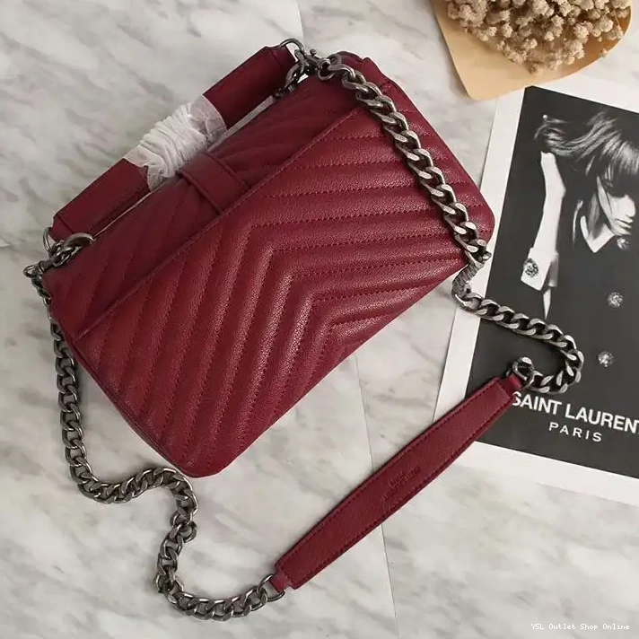 Cheap Laurent Classic In Bag Matelasse Saint Leather Medium Silver College Chain Burgundy 0216