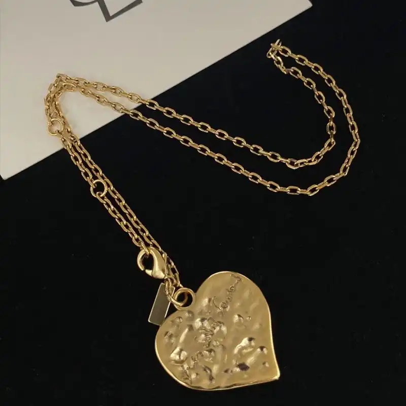 Cheap Saint Laurent Love Heart Pendant Necklace In Metal Gold 0205