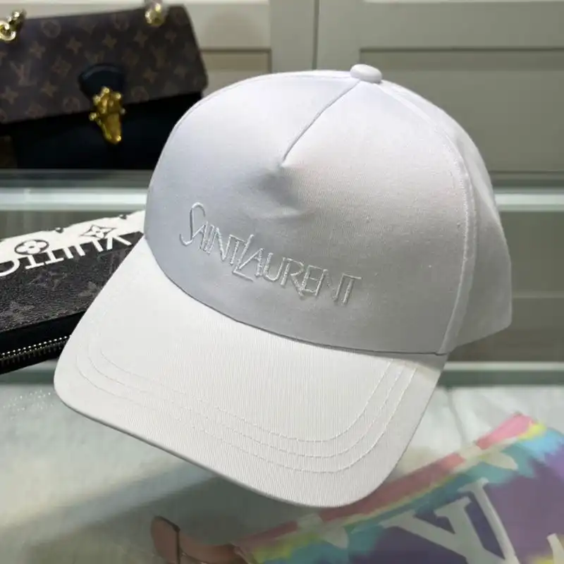 Cheap Saint Laurent Baseball Cap In Gabardine with Logo Embroidery White 0203