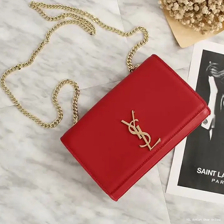 Cheap Chain Saint Laurent Red Bag Leather Medium Gold In Kate 0222