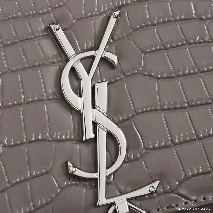 Cheap Saint Silver Chain Leather Embossed with Kate Laurent Tassel Shiny Bag Crocodile Grey In Medium 0213