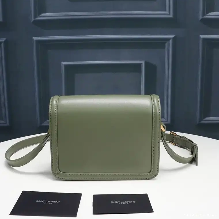 Cheap Saint Box Satchel Small Green In Solferino Laurent Leather Gold 0214