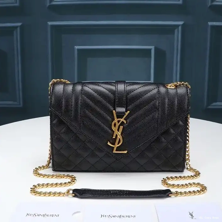 Cheap Chain Grained Leather Black Matelasse In Mixed Small Gold Saint Envelope Laurent Bag 0219