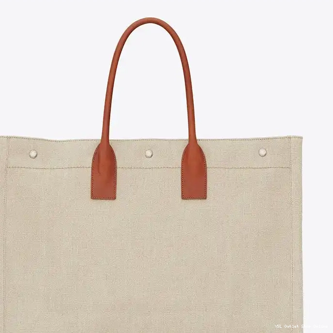 Cheap Tote Gauche Leather Linen Saint Beige Laurent In And Rive 0226