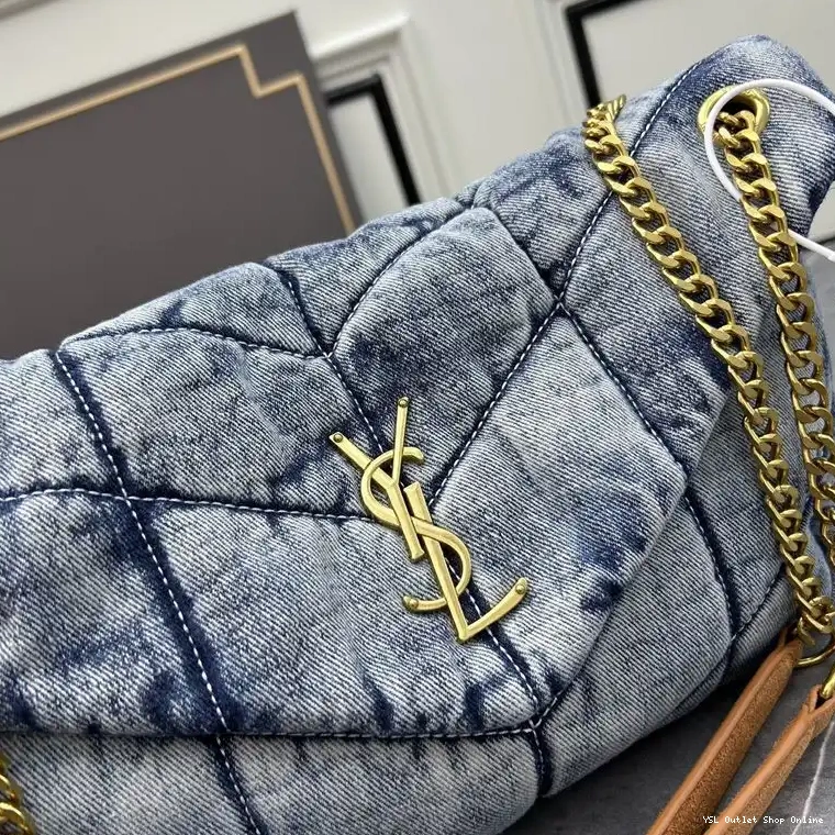 Cheap Gold Blue In Loulou Saint Puffer Laurent Medium Bag Denim 0210