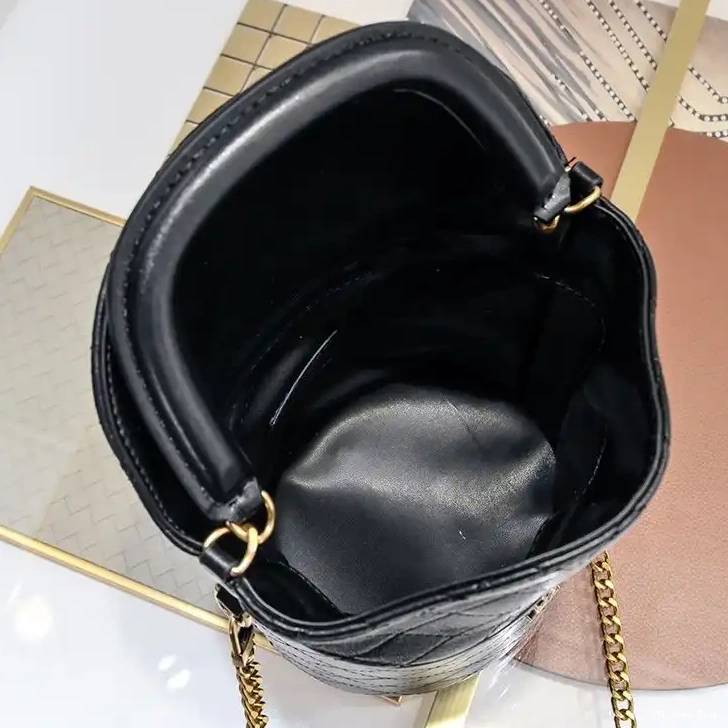 Cheap Gaby Black In Lambskin Bucket Laurent Gold Bag Saint 0222