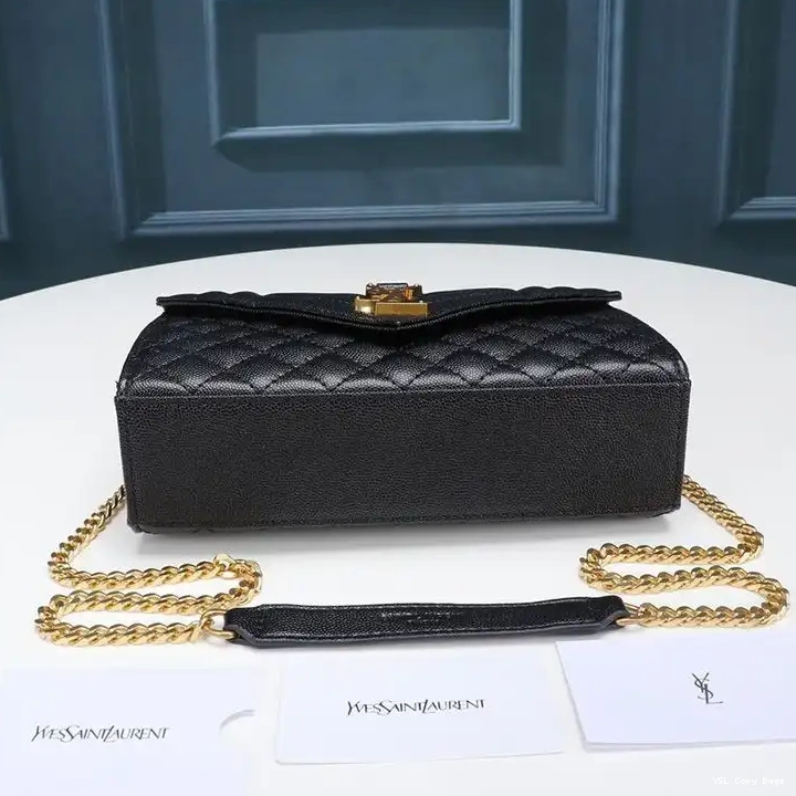 Cheap Chain Grained Leather Black Matelasse In Mixed Small Gold Saint Envelope Laurent Bag 0219