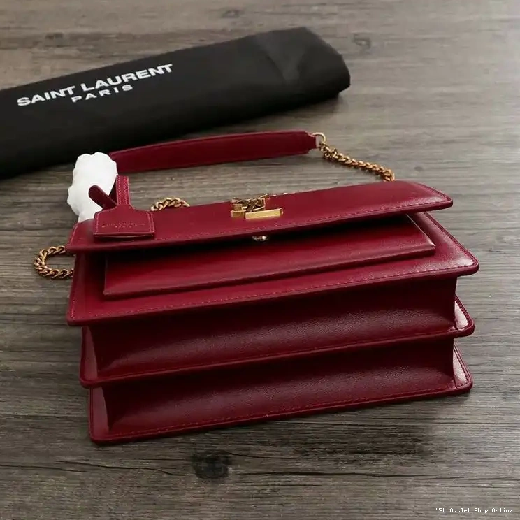 Cheap In Red Sunset Saint Laurent Leather Chain Medium Gold Bag 0212