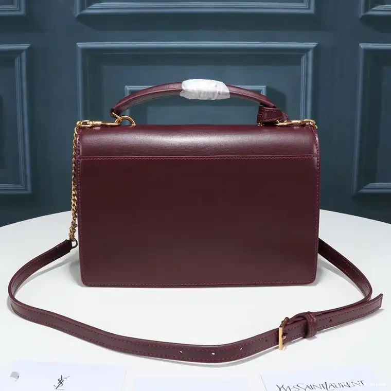 Cheap Burgundy Sunset Smooth Leather Saint Laurent Satchel Gold In Medium 0211