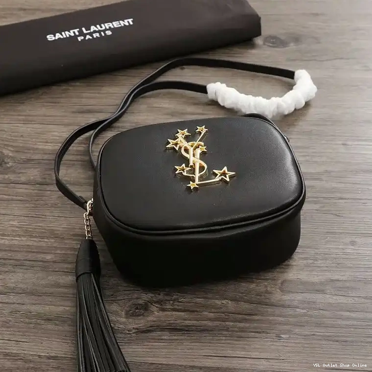 Cheap Stars Bag Saint In Laurent Studded Gold Leather Blogger Black 0214