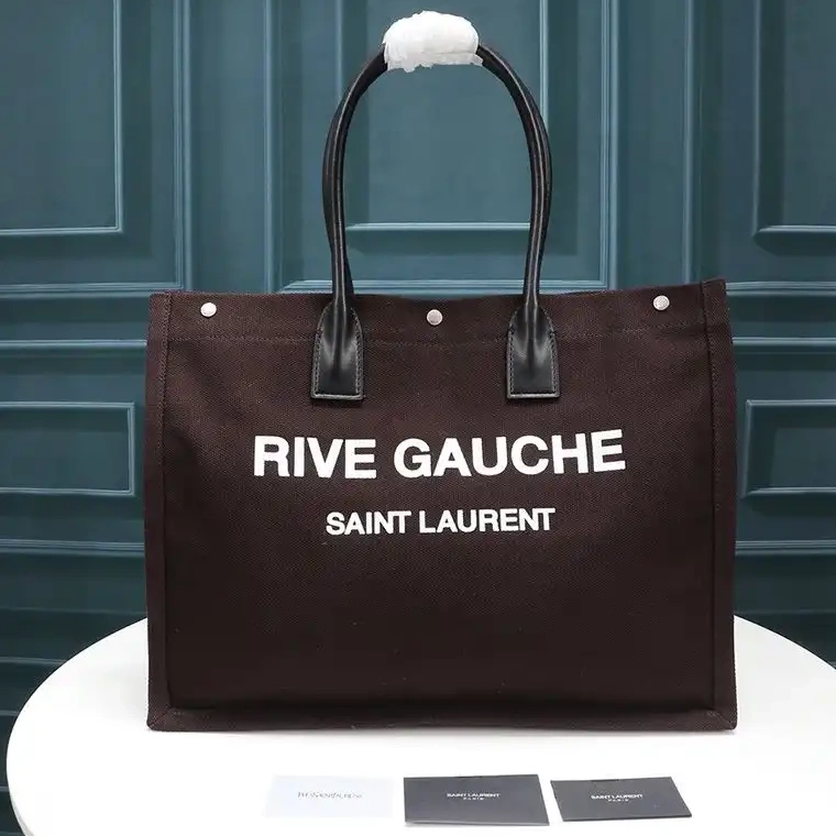 Cheap Tote Laurent Gauche And Saint Burgundy Leather Linen In Rive 0225