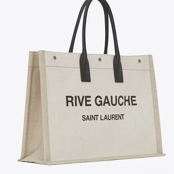 Cheap Rive In Saint White Leather Laurent Linen Gauche And Tote 0223