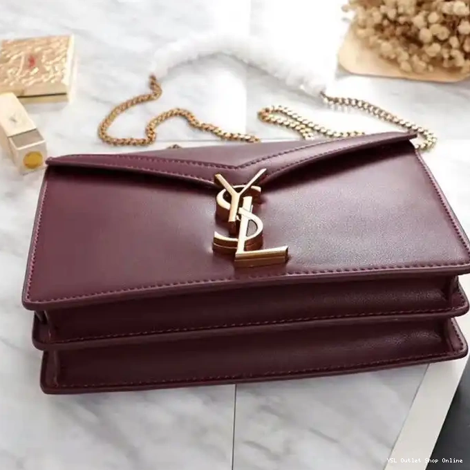 Cheap In Bag Clasp Saint Gold Smooth Burgundy Cassandra Leather Laurent 0218