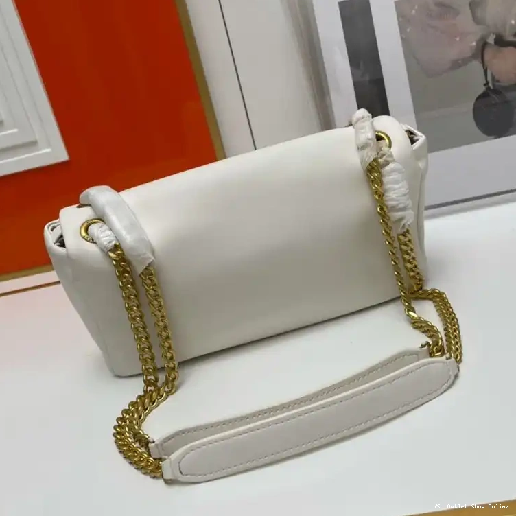 Cheap Laurent Calypso Lambskin Plunged Gold White Bag In Saint 0218