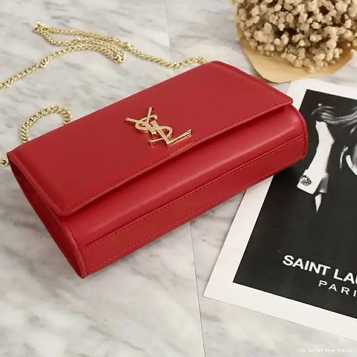 Cheap Chain Saint Laurent Red Bag Leather Medium Gold In Kate 0222