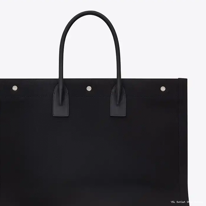 Cheap And Rive Linen Saint Gauche Leather Laurent In Tote Black 0226