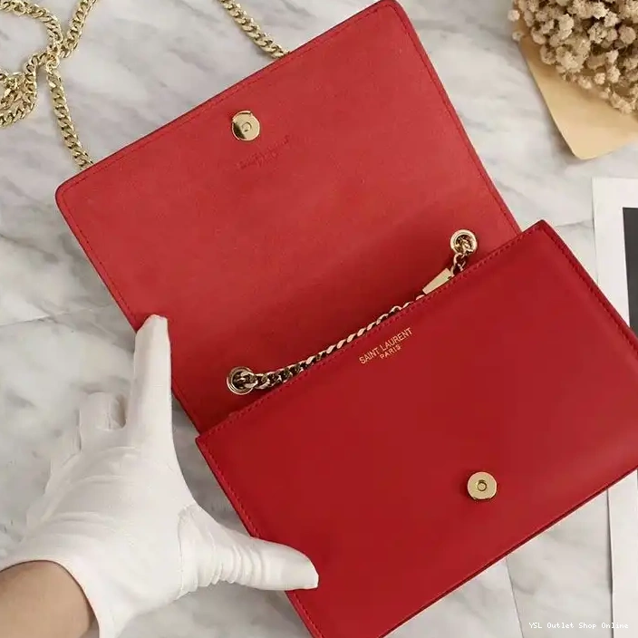 Cheap Chain Saint Laurent Red Bag Leather Medium Gold In Kate 0222