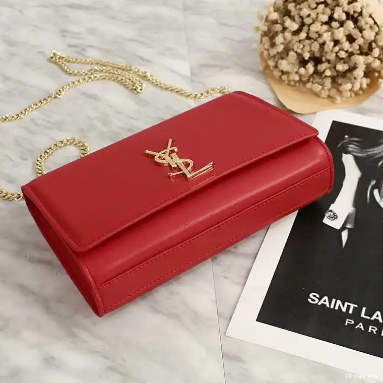 Cheap Saint Leather Laurent Bag Kate Red Medium Chain In Gold 0223