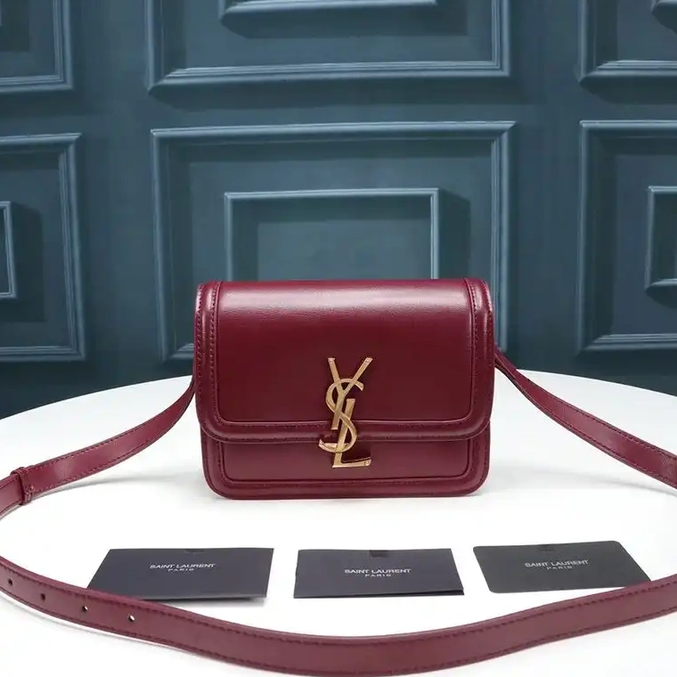 Cheap Solferino Saint In Laurent Gold Small Box Satchel Leather Burgundy 0215