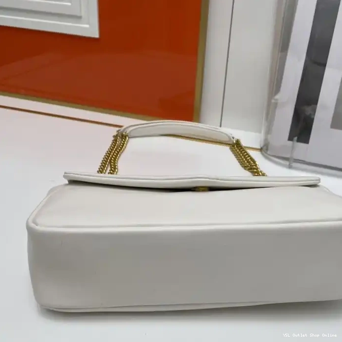 Cheap Laurent Calypso Lambskin Plunged Gold White Bag In Saint 0218